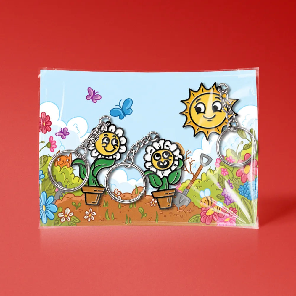 Слънце и Две Цветя | Комплект ключодържатели